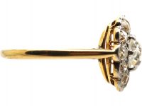 Edwardian 18ct Gold & Platinum, Old Mine Cut Diamond Daisy Cluster Ring by Mappin & Webb