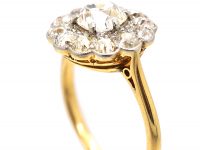 Edwardian 18ct Gold & Platinum, Old Mine Cut Diamond Daisy Cluster Ring by Mappin & Webb