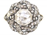 Georgian Rose Diamond Cluster Ring with Diamond set Ribbon Border