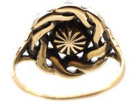 Georgian Rose Diamond Cluster Ring with Diamond set Ribbon Border