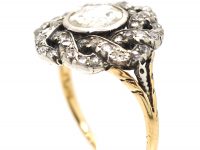 Georgian Rose Diamond Cluster Ring with Diamond set Ribbon Border