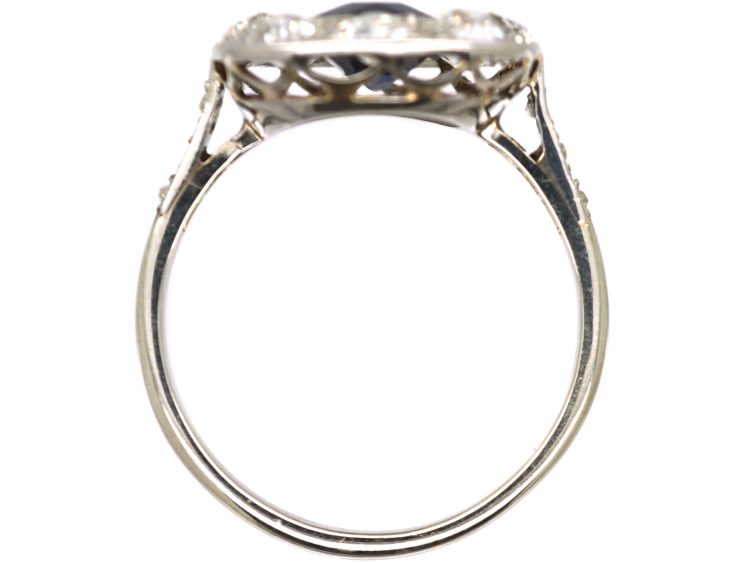 Early 20th Century French Import Platinum & 18ct White Gold, Sapphire & Diamond Cluster Ring