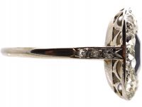 Early 20th Century French Import Platinum & 18ct White Gold, Sapphire & Diamond Cluster Ring