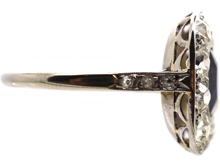Early 20th Century French Import Platinum & 18ct White Gold, Sapphire & Diamond Cluster Ring