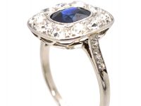 Early 20th Century French Import Platinum & 18ct White Gold, Sapphire & Diamond Cluster Ring