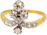 French Belle Epoque 18ct Gold & Platinum, Tiara Ring set with Old Mine Cut Diamonds