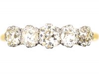 Edwardian 18ct Gold, Five Stone Old Mine Cut Diamond Ring