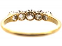 Edwardian 18ct Gold, Five Stone Old Mine Cut Diamond Ring
