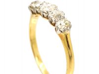 Edwardian 18ct Gold, Five Stone Old Mine Cut Diamond Ring