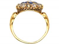 Edwardian 18ct Gold Cluster Ring set with Sapphires & Diamonds with Ornate Shoulders