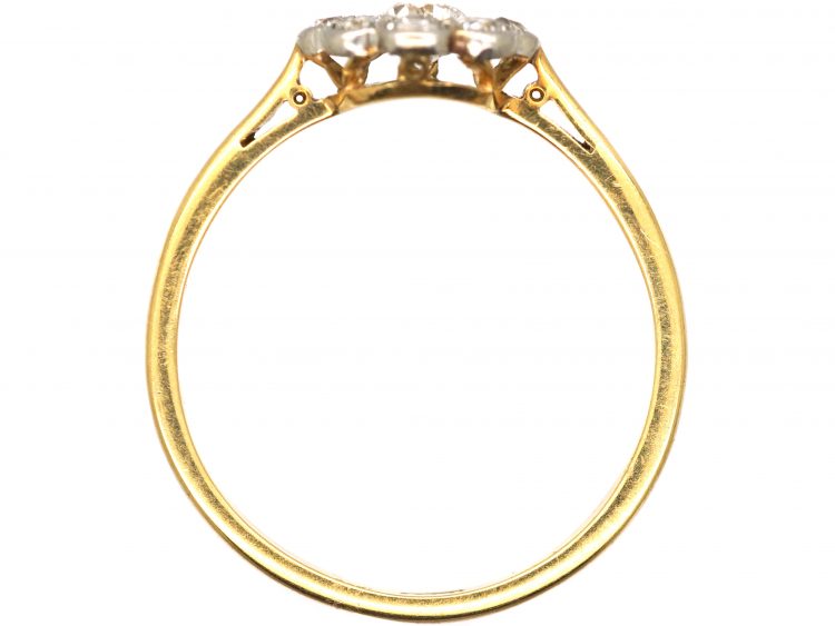 Edwardian 18ct Gold & Platinum, Diamond Daisy Cluster Ring