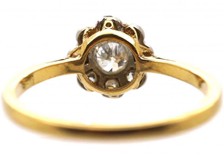 Edwardian 18ct Gold & Platinum, Diamond Daisy Cluster Ring