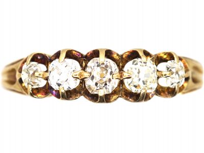 Edwardian 18ct Gold, Old Mine Cut Diamond Five Stone Ring