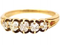 Edwardian 18ct Gold, Old Mine Cut Diamond Five Stone Ring