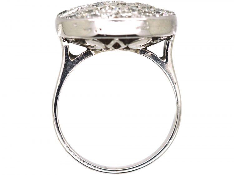 Art Deco Platinum & Diamond Cluster Ring with Arrow Motif