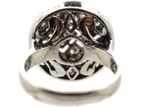 Art Deco Platinum & Diamond Cluster Ring with Arrow Motif