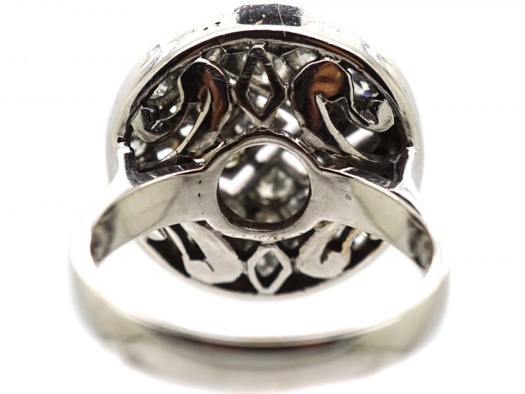 Art Deco Platinum & Diamond Cluster Ring with Arrow Motif