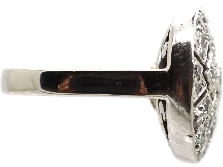 Art Deco Platinum & Diamond Cluster Ring with Arrow Motif