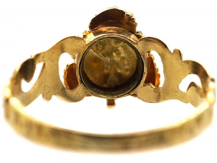 Regency 15ct Gold, Emerald & Natural Split Pearl Ring