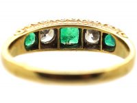 Victorian 18ct Gold, Emerald & Diamond Five Stone Ring