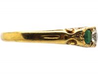 Victorian 18ct Gold, Emerald & Diamond Five Stone Ring