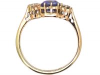 Edwardian 18ct Gold, Rectangular Sapphire & Diamond Three Stone Ring