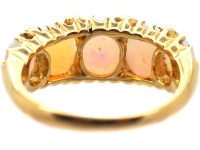 Edwardian 18ct Gold Five Stone Cabochon Opal Ring with Diamond Points