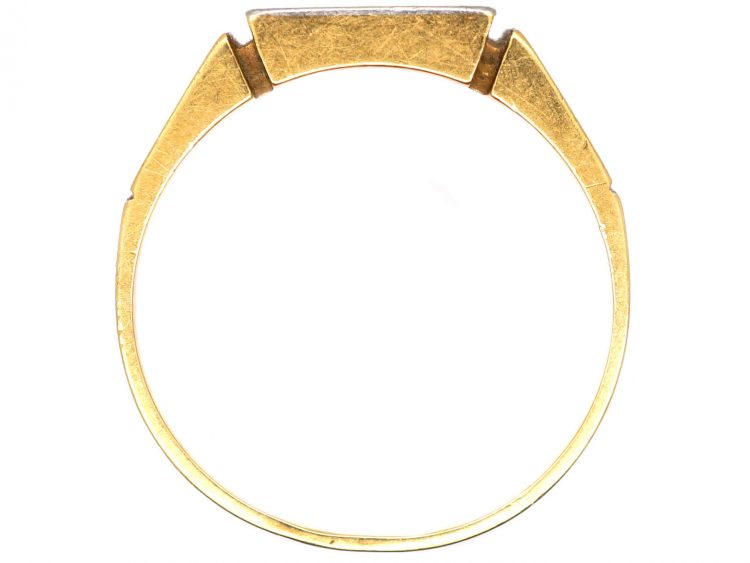 Art Deco 18ct Gold & Platinum Square Top Ring set with a Diamond