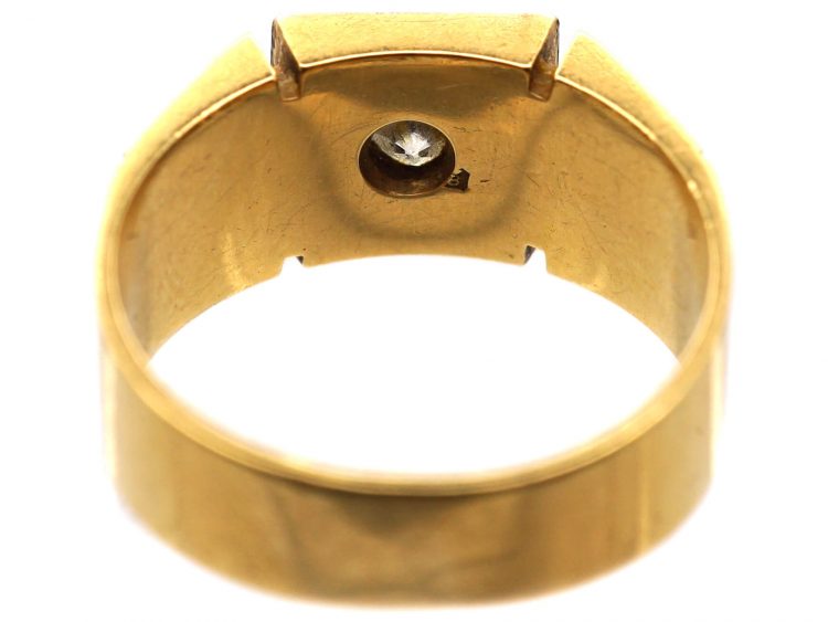Art Deco 18ct Gold & Platinum Square Top Ring set with a Diamond