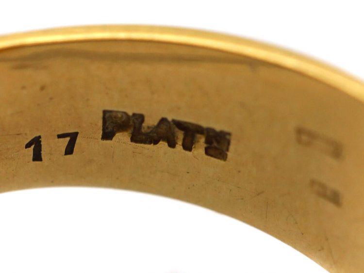 Art Deco 18ct Gold & Platinum Square Top Ring set with a Diamond