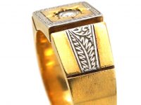 Art Deco 18ct Gold & Platinum Square Top Ring set with a Diamond