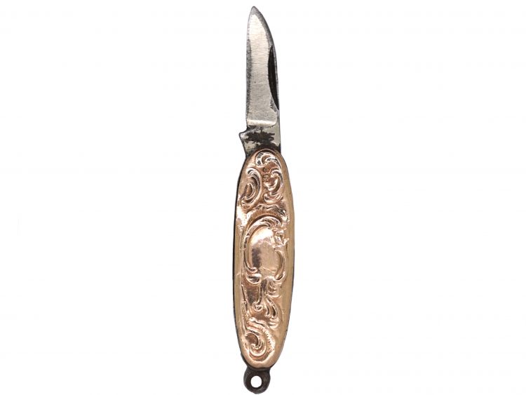Victorian 9ct Gold & Steel Miniature Penknife