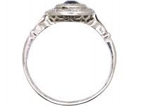 Edwardian Platinum, Sapphire & Diamond Oval Cluster Ring