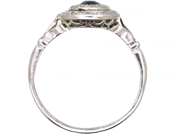 Edwardian Platinum, Sapphire & Diamond Oval Cluster Ring