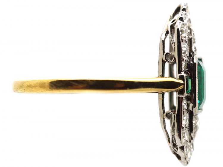 Early 20th Century 18ct Gold & Platinum, Emerald & Diamond Ring