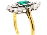 Early 20th Century 18ct Gold & Platinum, Emerald & Diamond Ring