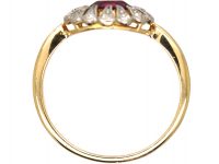 Edwardian 18ct Gold & Platinum, Pink Sapphire & Diamond Ring