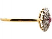 Edwardian 18ct Gold & Platinum, Pink Sapphire & Diamond Ring