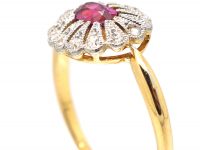 Edwardian 18ct Gold & Platinum, Pink Sapphire & Diamond Ring