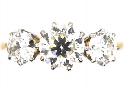 Early 20th Century 18ct Gold & Platinum, Three Stone Diamond Ring