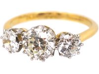 Early 20th Century 18ct Gold & Platinum, Three Stone Diamond Ring