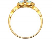 Edwardian 18ct Gold, Opal & Ruby Cluster Ring