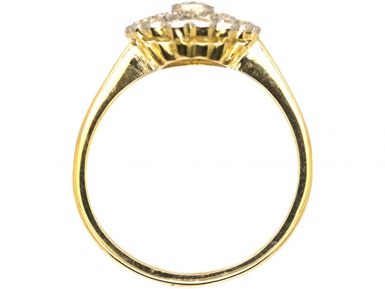 Edwardian 18ct Gold & Platinum, Diamond Flower Cluster Ring