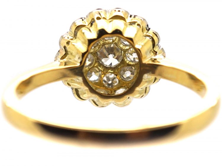 Edwardian 18ct Gold & Platinum, Diamond Flower Cluster Ring