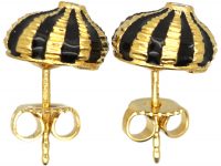 18ct Gold & Black Enamel & Diamond Sea Urchin Earrings by Jean Schlumberger for Tiffany & Co
