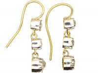 Victorian 18ct Gold Drop Earrings set with Three Old Mine Cut Diamonds
