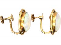 Retro 14ct Gold Earrings set with large Opals