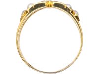 Edwardian 18ct Gold Kiss Ring set with Diamonds & Pearls