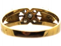 Edwardian 18ct Gold Kiss Ring set with Diamonds & Pearls