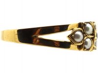 Edwardian 18ct Gold Kiss Ring set with Diamonds & Pearls